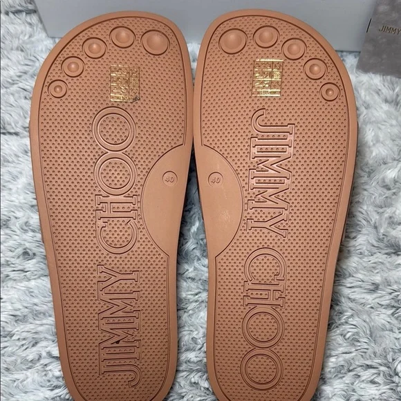Jimmy Choo Powder Pink Leather Slides Sz 40 NWT Box & Dust bag - Picture 5 of 7